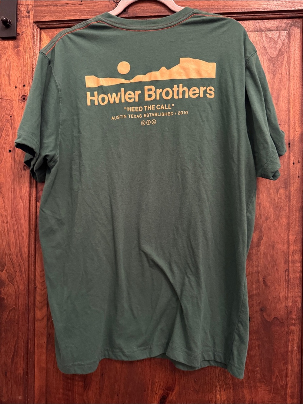 Howler Brothers Forest Green Tee with Mustard Logo - Picture 2 of 3